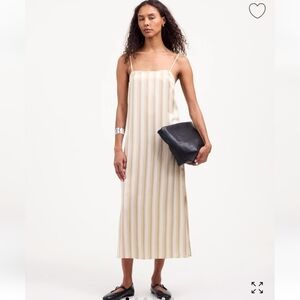 Madewell Midi Slip Dress in Stripe Silk  NWT  SZ 14 NS305